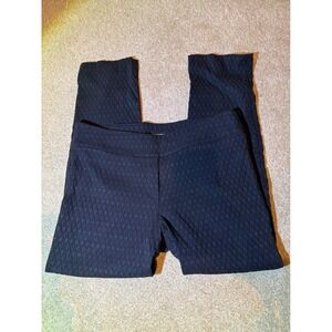 Erica Taylor Black Jacquard Knit Pull On Pants Slim Tapered Leg Made in Canada L